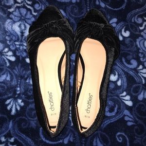 Velvet feel black flats 🥿